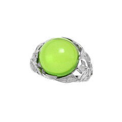Bague en argent et Ambre verte de Colombie