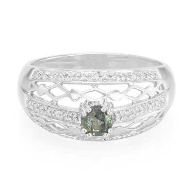 Bague en argent et Saphir paon non chauffé