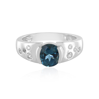 Bague en argent et Topaze bleu de Londres
