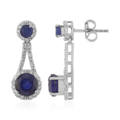 Boucles d'oreilles en argent et Saphir bleu de Madagascar