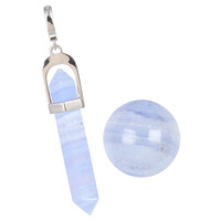 Accessoire en argent et Calcédoine bleue