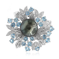 Broche en argent et Perle de culture de Tahiti (TPC)