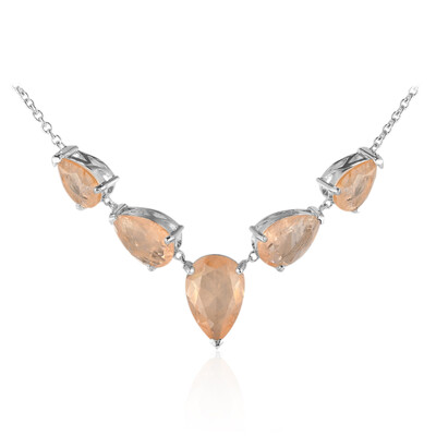 Collier en argent et Quartz pêche pastel