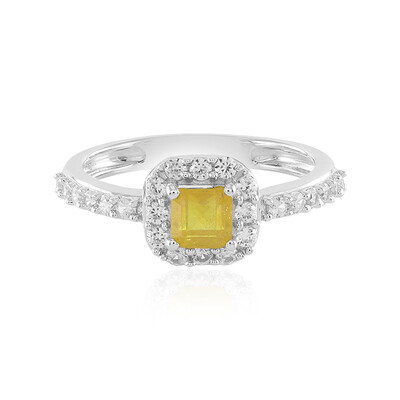 Bague en argent et Saphir jaune de Madagascar