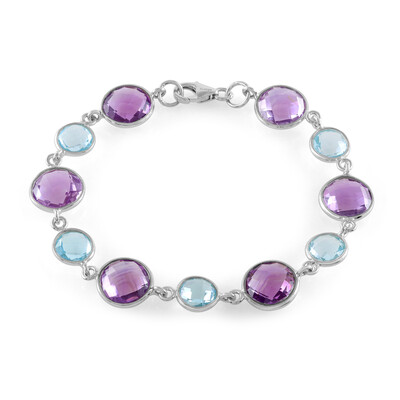 Bracelet en argent et Améthyste Rose de France