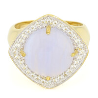Bague en argent et Agate zonée bleue
