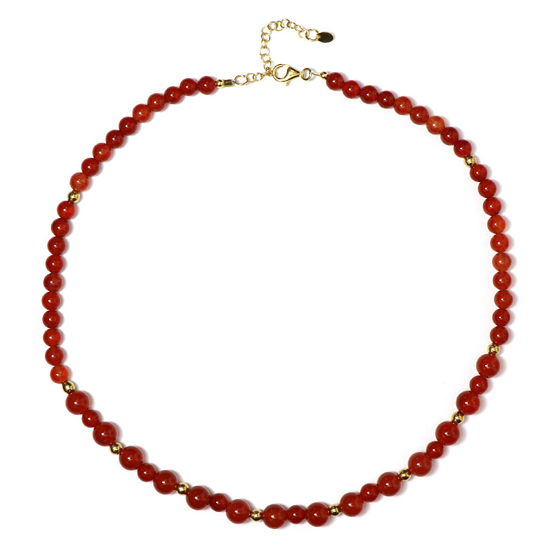 Collier En Argent 925 Et Onyx Rouge - Modèle C-AR-13 - Marque Délicatement Doux - Neuf