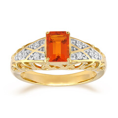 Bague en or et Opale de feu mexicaine AAA