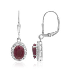 Boucles d'oreilles en argent et Rubis