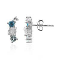 Boucles d'oreilles en argent et Pierre de Lune arc-en-ciel