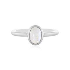 Bague en argent et Pierre de Lune arc-en-ciel