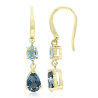 Boucles d'oreilles en or et Topaze bleu de Londres