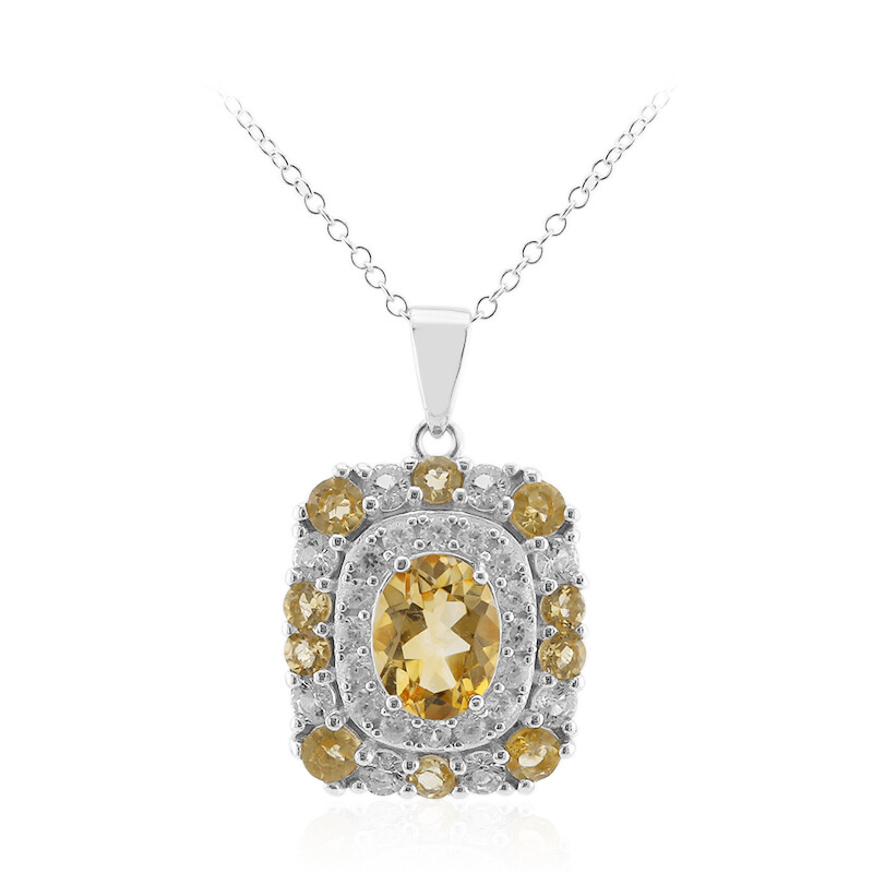 Collier Pendentif Plaqué Argent Avec Citrine En Forme De Poire - Bijou Vintage, état Neuf