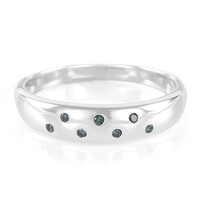 Bague en argent et Diamant bleu roi