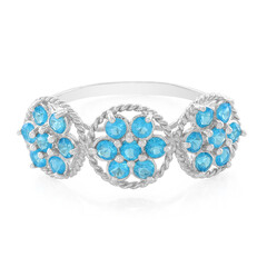 Bague en argent et Apatite bleu néon