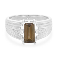 Bague pour homme en argent et Quartz fumé