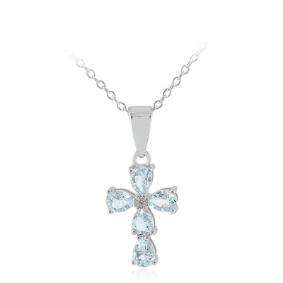 Collier en argent et Topaze bleu ciel