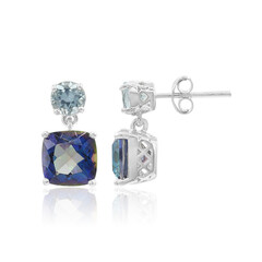Boucles d'oreilles en argent et Quartz mystique bleu