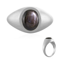 Bague en argent et Saphir étoilé noir