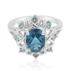 Bague en argent et Topaze bleu de Londres