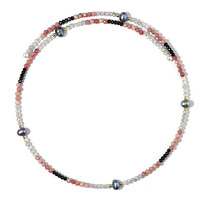 Collier ras du cou en acier et Perles de culture d’eau douce noires (Riya)