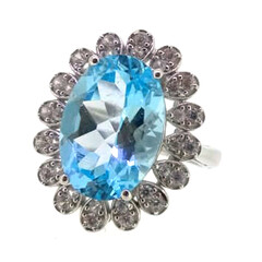 Bague en argent et Topaze bleu ciel