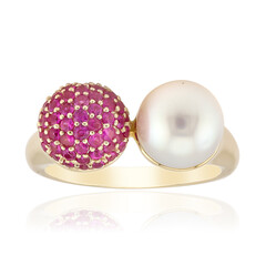 Bague en or et Perle blanche des mers du sud (Michelle Albala)