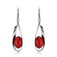 Boucles d'oreilles en argent et Ambre rouge de Colombie