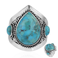 Bague en argent et Turquoise bleue de Mohavie (Art of Nature)