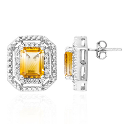 Boucles d'oreilles en argent et Citrine multicolore