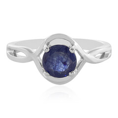 Bague en argent et Saphir bleu de Madagascar