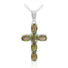 Collier en argent et Quartz mystique vert
