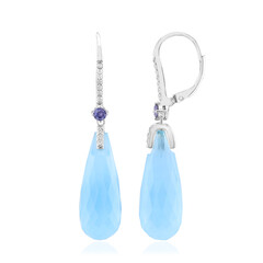 Boucles d'oreilles en argent et Calcédoine d'eau