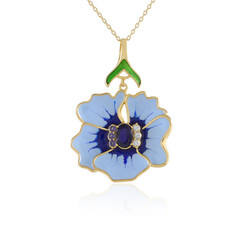 Collier en argent et Saphir bleu de Madagascar (Adela Silber)