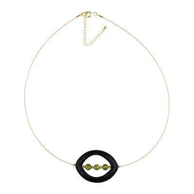 Collier en acier inoxydable et Lave noire