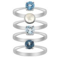 Bague en argent et Topaze bleu Suisse