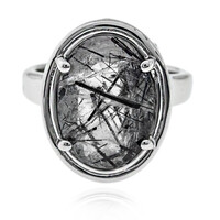 Bague en argent et Quartz rutile noir