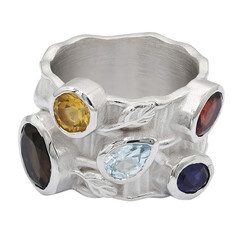 Bague en argent et Quartz fumé