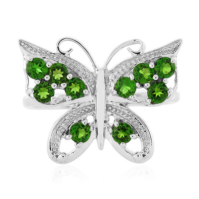 Bague en argent et Diopside de Russie