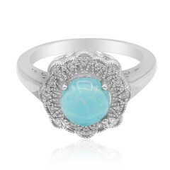 Bague en argent et Opale bleue d'Éthiopie