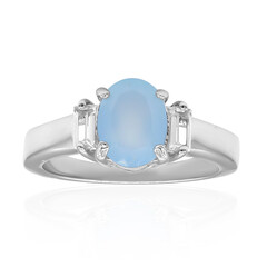 Bague en argent et Calcédoine d'eau