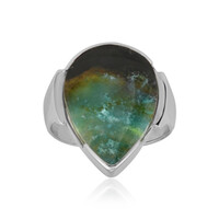 Bague en argent et Bois pétrifié opalisé (Bali Barong)