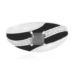 Bague en argent et Diamant noir