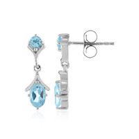 Boucles d'oreilles en argent et Topaze bleu ciel