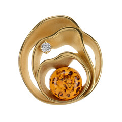 Pendentif en argent et Ambre baltique couleur cognac
