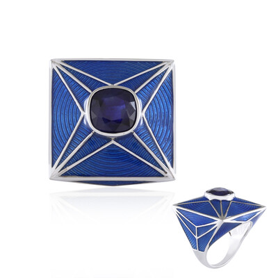 Bague en argent et Saphir bleu de Madagascar (Adela Silber)