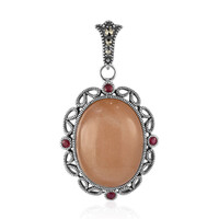 Pendentif en argent et Pierre de lune pêche (Annette classic)