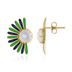Boucles d'oreilles en argent et Pierre de Lune arc-en-ciel