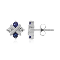 Boucles d'oreilles en argent et Saphir bleu de Madagascar