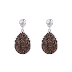 Boucles d'oreilles en argent et Bois fossilisé de Zwenkau